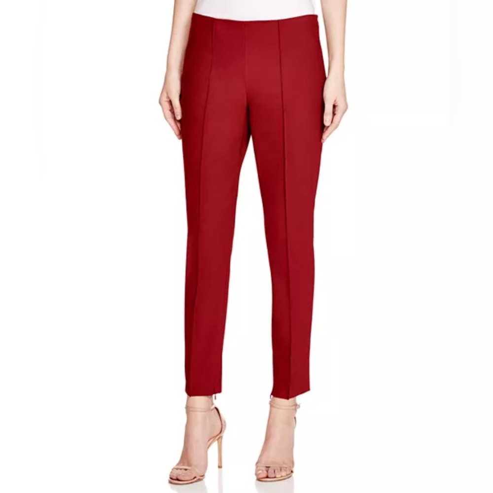 Theory $265 Women’s Alettah Approach‎ Cropped Pants Crimson Red Size 0 Ankle Zip
